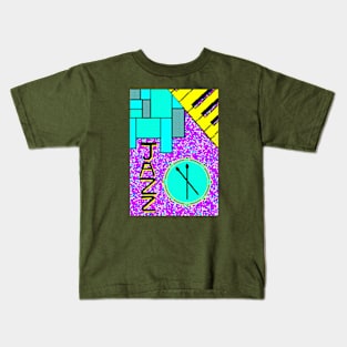 Halftone Retro Jazz Drum and Keyboard Kids T-Shirt